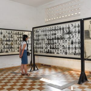 Phnom Penh, Cambodia - 17 January 2018: photographs of the people killed in S21 prison by the khmer rouge at Phnom Penh on Cambodia